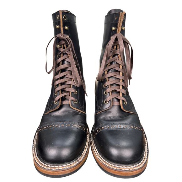 Crush on Retro Men’s Black Leather Cap Toe Sevice Boot Size 44 US 11 main image 4